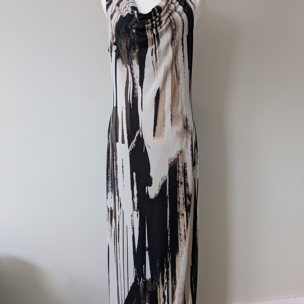 Calvin Klein Black and White Abstract Maxi Dress